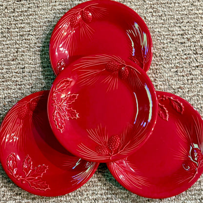 LENOX set of four RUSTIC BERRY"  salad dessert plates 8d