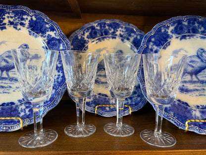 Set of 4 Waterford Lismore Crystal Cordial Glasses or Small Wine Clarets