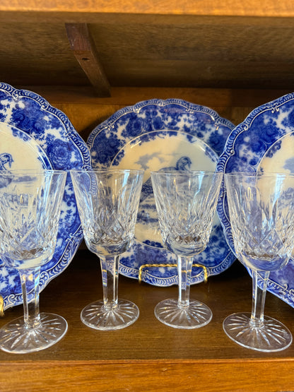 Set of 4 Waterford Lismore Crystal Cordial Glasses or Small Wine Clarets