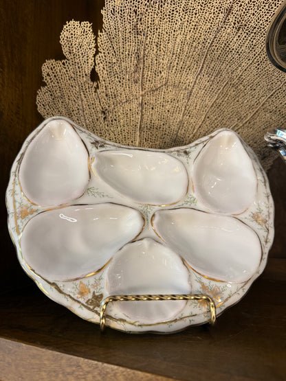 Antique French Crescent Oyster Plate (repaired chip)