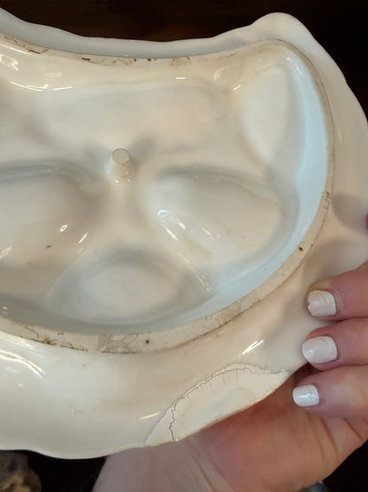 Antique French Crescent Oyster Plate (repaired chip)