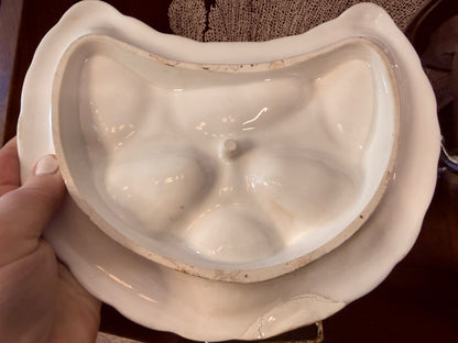 Antique French Crescent Oyster Plate (repaired chip)