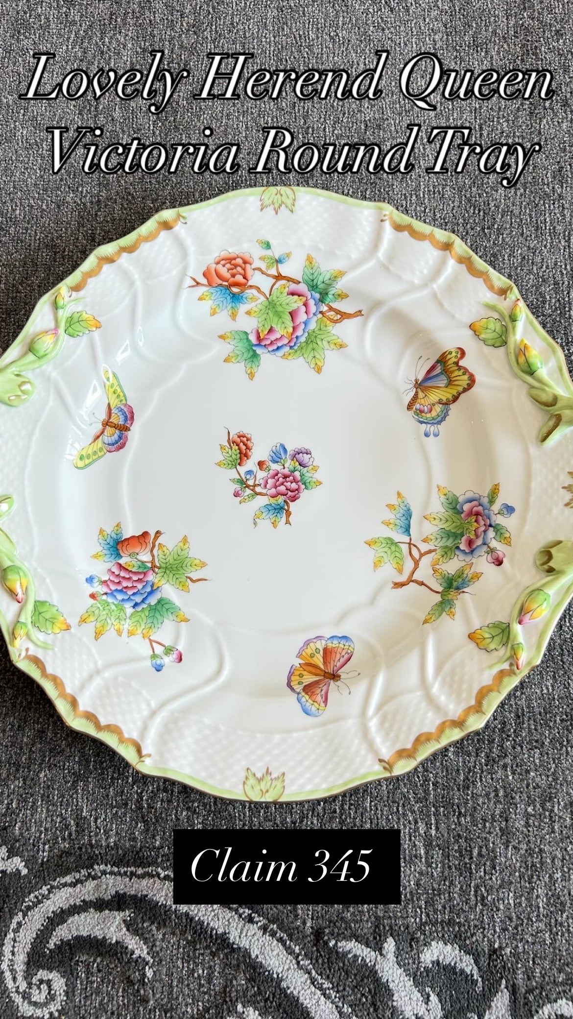 Large Round Older Herend Queen Victoria Tray