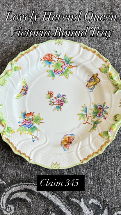 Large Round Older Herend Queen Victoria Tray
