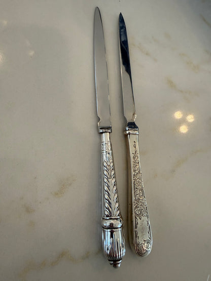 Live 12/15 Krista - Set of 4 Antique Letter Opener / Knives - 2 with Mother of Pearl Handles & 2 Sterling Silver (Estate of Actress Lisa Burns)
