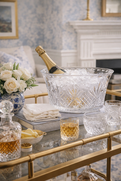 Cut Crystal Champagne Bucket or Serving Bowl | Unleaded Crystal | 14.09” L x 10.04” W x 7.09” H