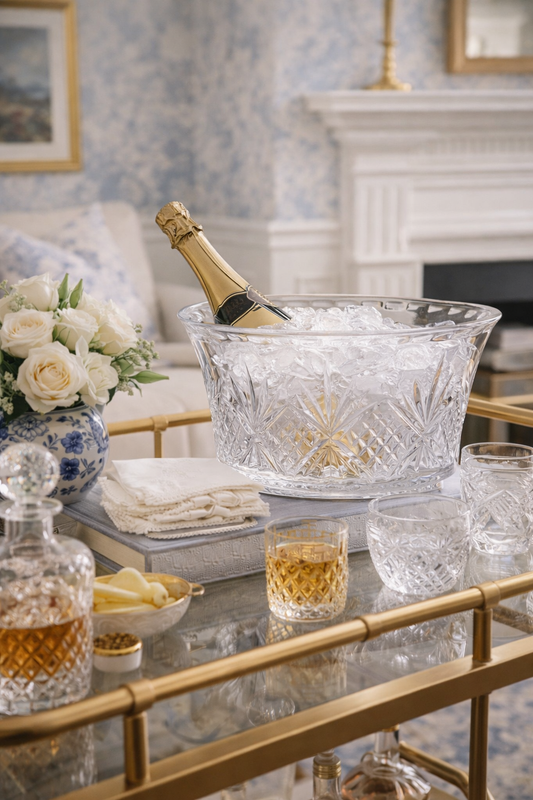 Cut Crystal Champagne Bucket or Serving Bowl | Unleaded Crystal | 14.09” L x 10.04” W x 7.09” H