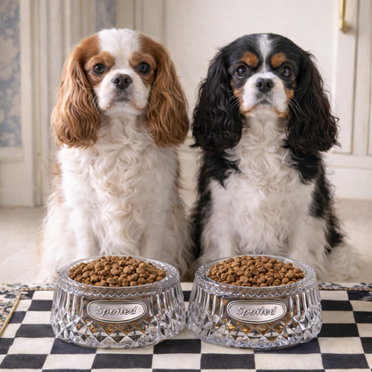 Spoiled Crystal Dog Bowl | 7.87” L x 7.87” W x 3.12” H