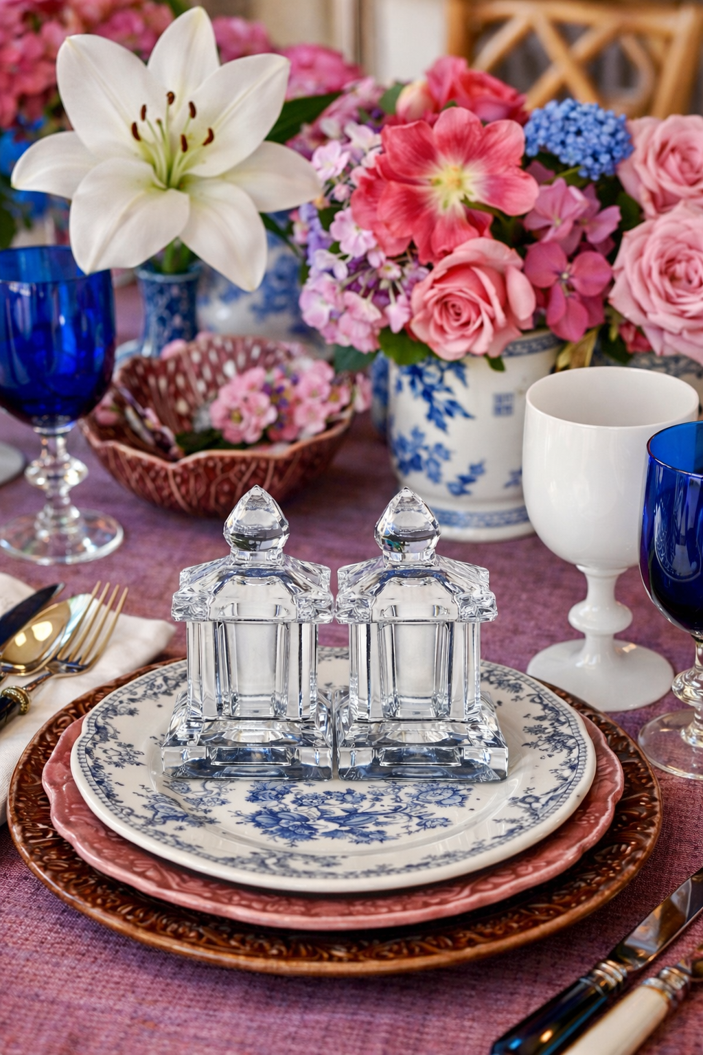 Crystal Pagoda Salt & Pepper Set | Elegant Tabletop Accents