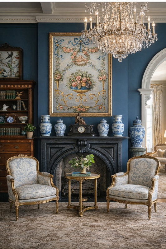 Monumental French Oil on Canvas Panel with Cherubs & Floral Swags | Paris Auction Find | 32” x 47”