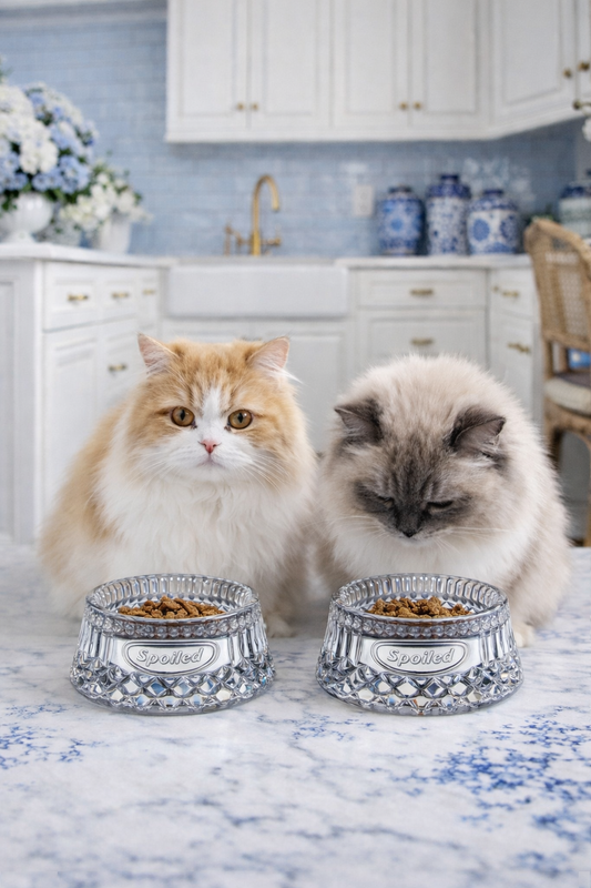 Spoiled Crystal Dog Bowl | 7.87” L x 7.87” W x 3.12” H