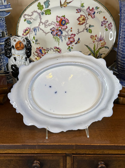 Antique 14x10” Flow Blue Fluted Edge Tray | Eastern Scene Pattern | c.1900 | Style DA4396