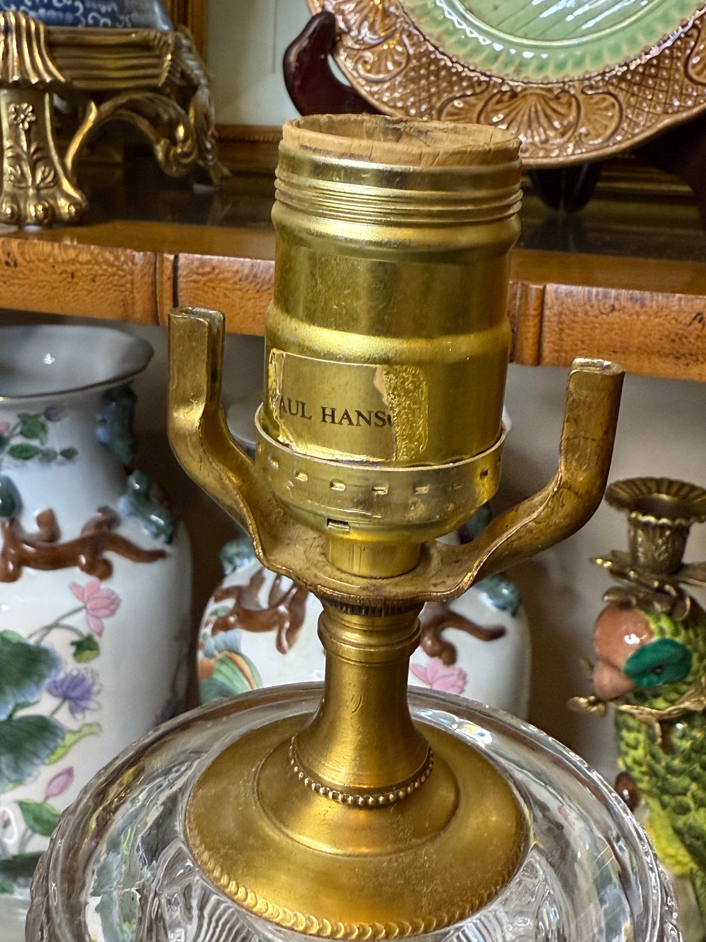 Pair of Vintage Paul Hanson Crystal & Brass Lamps | 33″ Tall - Excellent!