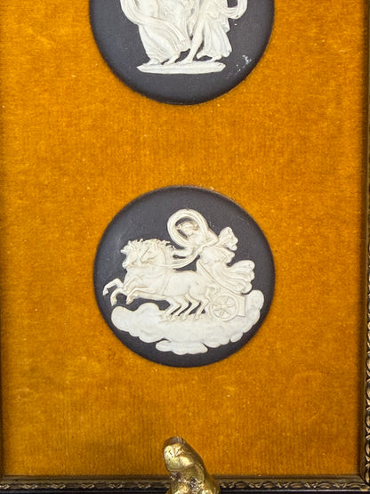 Vintage Pair of Framed Black & White Wedgwood Jasperware Cameos, 6 Cameos Total | DA4603