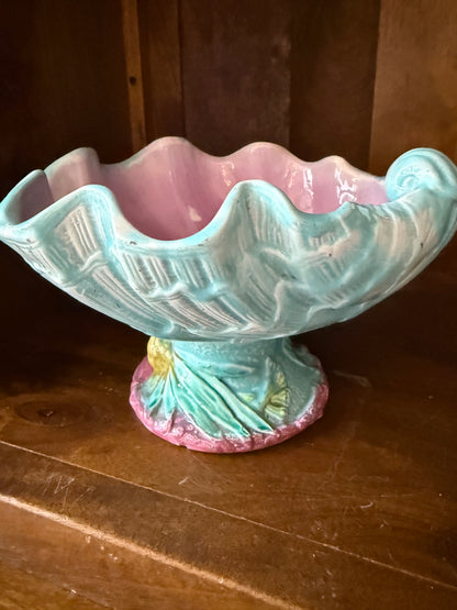 Live Sale 6/22 for Veronica  - Antique English Joseph Holdcroft Majolica Pedestal Shell Compote