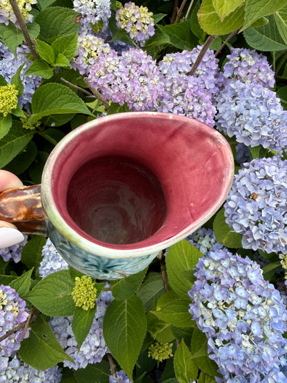 Vintage English Majolica 6” Blue Pitcher