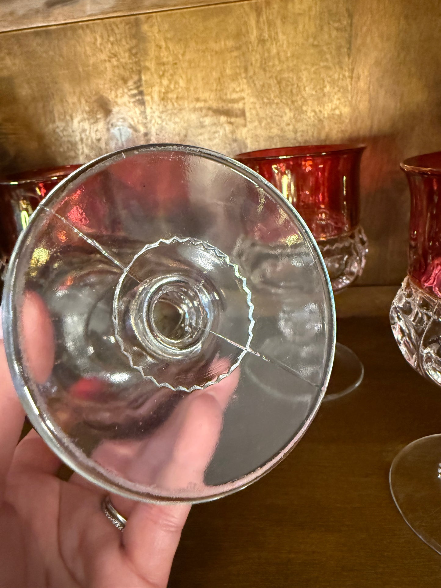 Vintage Set of 5 Cranberry Wine Clarets