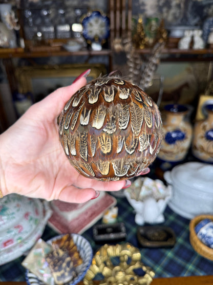Handmade Natural Ringneck Pheasant Feather Ornament | Almond Plumage | 4” | Fall & Christmas Décor