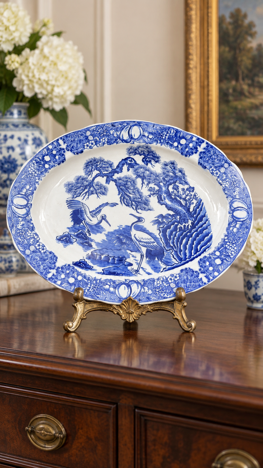 Blue and White Japanese platter 18x14”