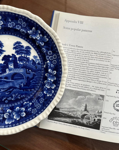 Pair Antique Copeland Spode Tower Blue Flat Soup Pasta Plates | November 1924