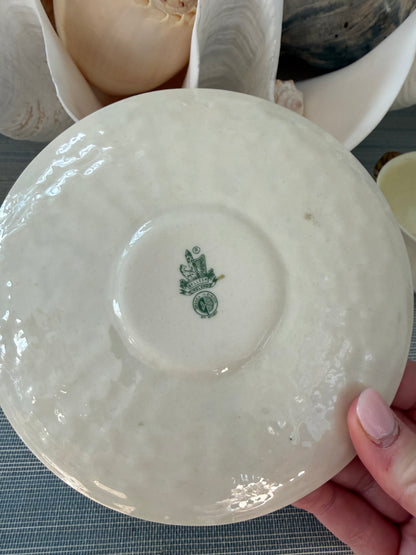 Vintage Irish Belleek Shamrock Cup & Saucer – Hand Painted