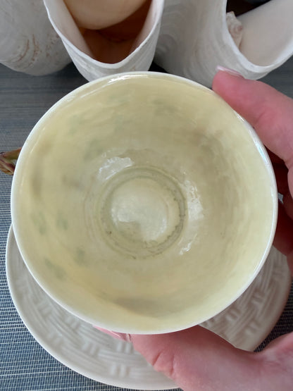 Vintage Irish Belleek Shamrock Cup & Saucer – Hand Painted