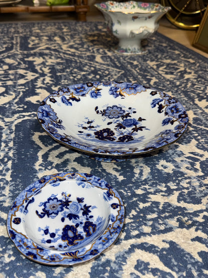 Antique 1815Copeland Spode Pattern 3702 Footed Pedestal Bowl | New Stone China Chinoiserie | Blue, White & Gilt