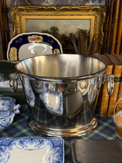 Silver 16” Champagne Bucket | Polished Metal Wine Chiller with Ring Handles | Elegant Barware & Entertaining