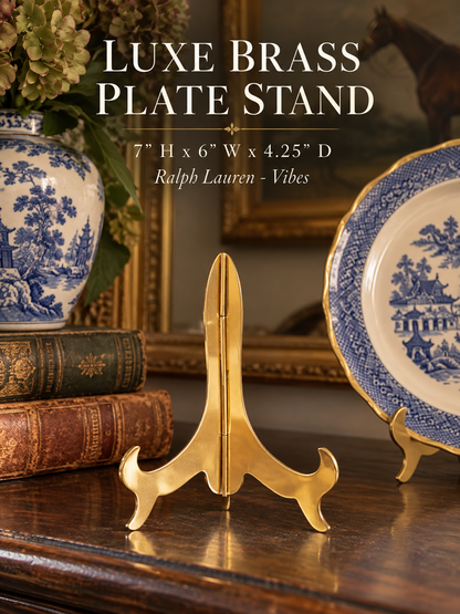 Luxe Brass Plate Stand | 7" H x 6" W x 4.25" D | Ralph Lauren - Vibes