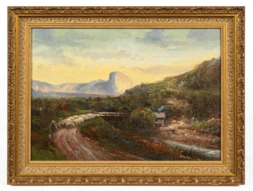 Antique Oil Painting by Henry Hulsmann (1849–1930) Framed Size: 24” x 18”