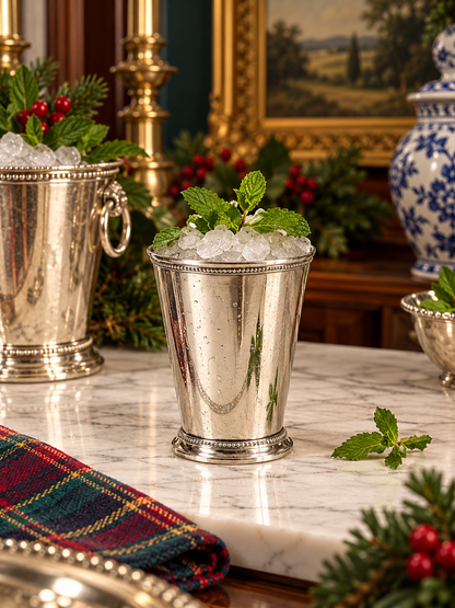 Large Steel Mint Julep Cup (12 oz) | Handcrafted Silver-Tone Vase & Floral Arrangement Holder