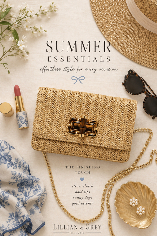 Lisa Lerch “Lilly” Natural Straw Foldover Clutch with Crossbody Strap | 8” W x 5” H