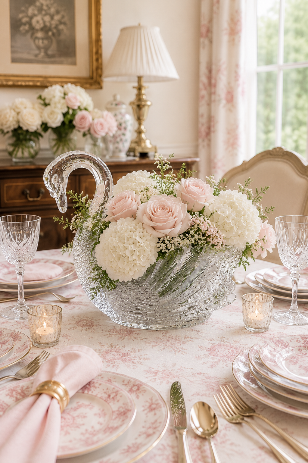 Crystal Swan Serving Bowl in Clear Unleaded Crystal – 12” Elegant Centerpiece Bowl