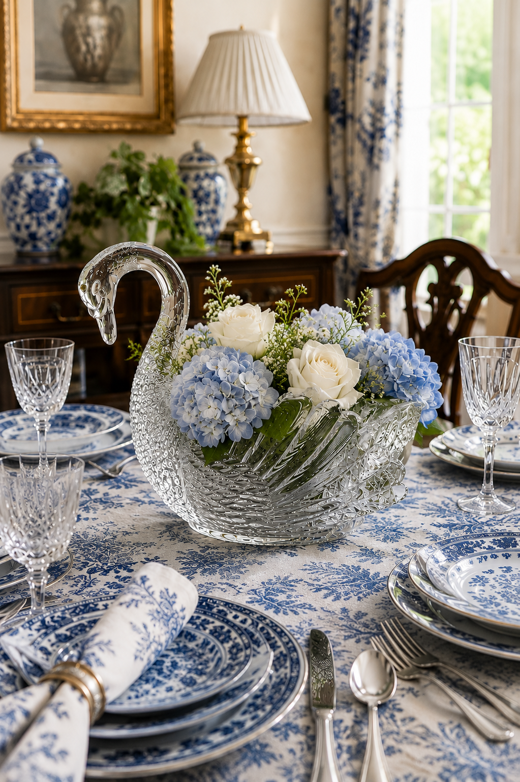 Crystal Swan Serving Bowl in Clear Unleaded Crystal – 12” Elegant Centerpiece Bowl