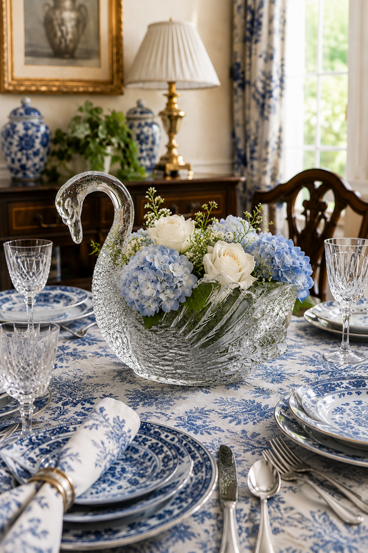 Crystal Swan Serving Bowl in Clear Unleaded Crystal – 12” Elegant Centerpiece Bowl