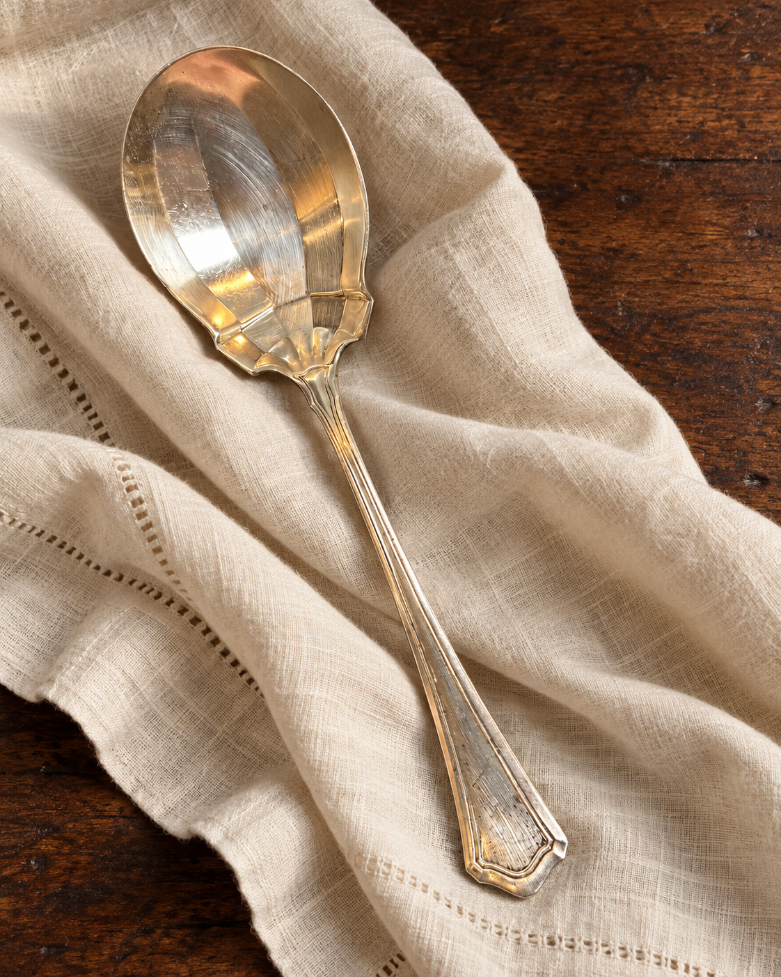 Antique R. Wallace & Sons Sterling Silver Serving Spoon 8 1/2"L ~ 87 Grams ~
