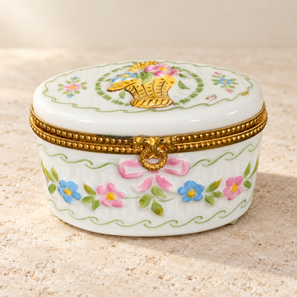 Vintage Limoges France Paris-Style Hand-Decorated Floral Basket