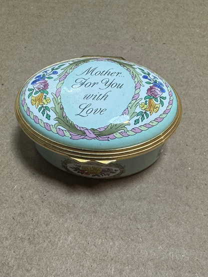 Porcelain Mother gift trinket box Halcyon Days Enamels England