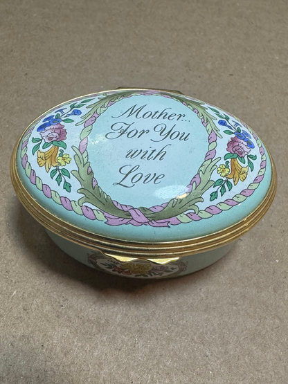 Porcelain Mother gift trinket box Halcyon Days Enamels England