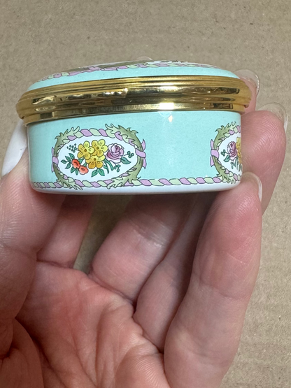 Porcelain Mother gift trinket box Halcyon Days Enamels England