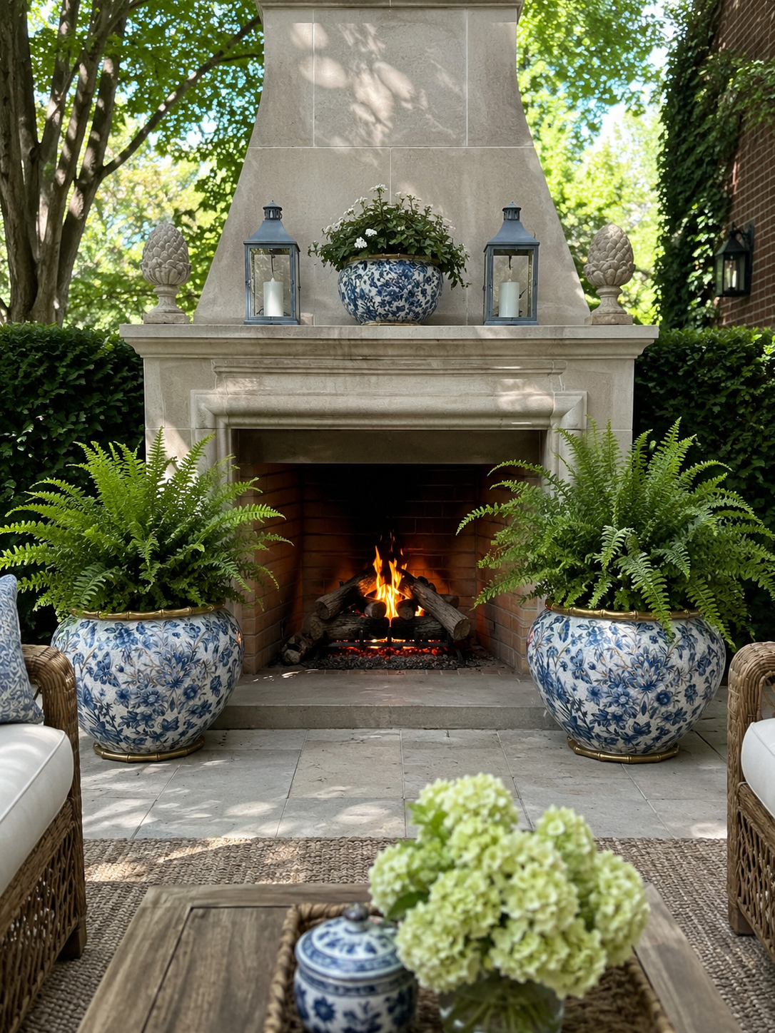 Danny’s Fine Porcelain - Midnight Garden Porcelain Floral Round Planter W/ Bronze Ormolu, 12"L x 12"W x 9"H