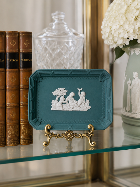Cherub teal plate 6.5x4.5” Wedgwood