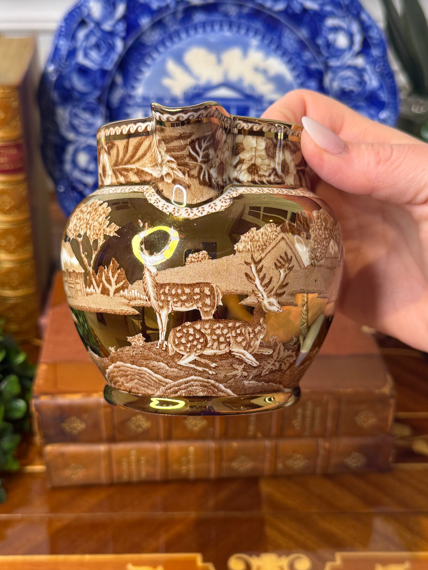 Vintage Wedgwood Fallow Deer of Etruria Lustre Cream Pitcher | England | 6” Wide