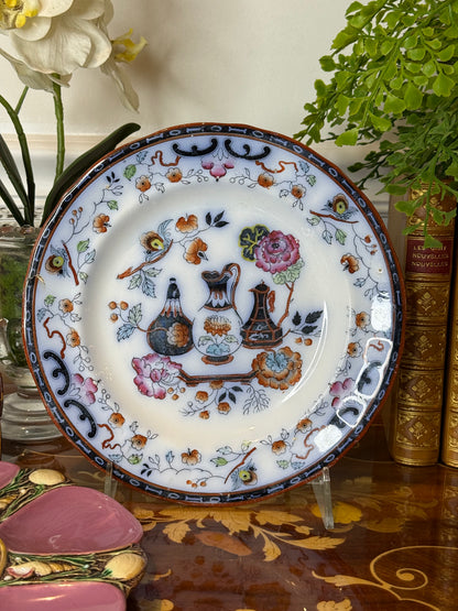 Antique Découf, Maastricht Pompeii Mulberry Transferware Plate | English Ironstone | 8.5”