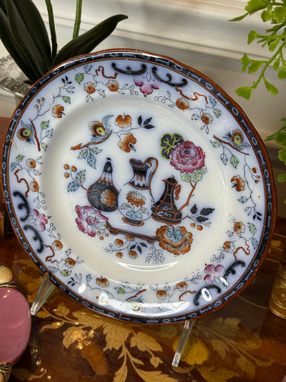 Antique Découf, Maastricht Pompeii Mulberry Transferware Plate | English Ironstone | 8.5”