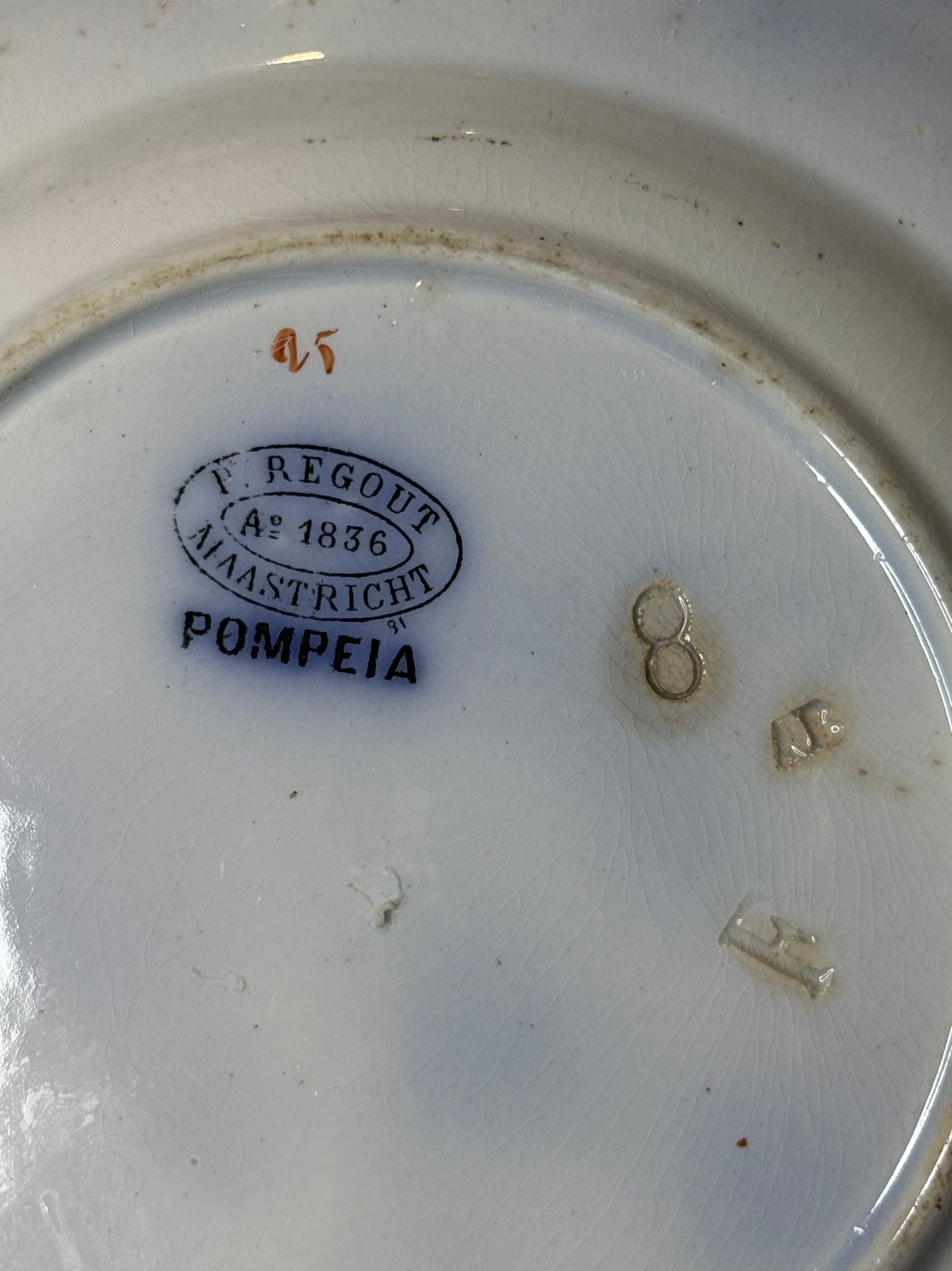 Antique Découf, Maastricht Pompeii Mulberry Transferware Plate | English Ironstone | 8.5”