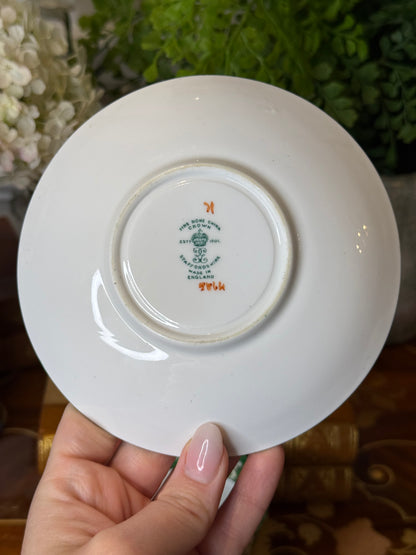 RESERVED - YVONE - Antique Crown Staffordshire Green Blossom Teacup & Saucer | Fine Bone China | England | Cherry Blossom Pattern - Single