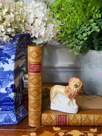 Antique Miniature Staffordshire Lion Figurine | Hand Painted English Pottery | 3x2”