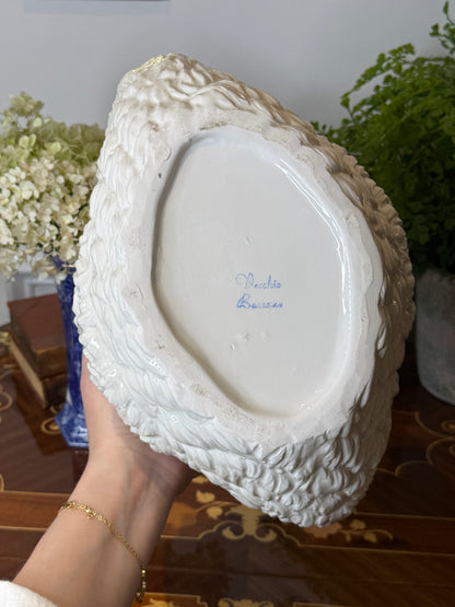 Vintage Italian White Swan Planter | Large Ceramic Cachepot | Mid-Century Hollywood Regency | 13”
