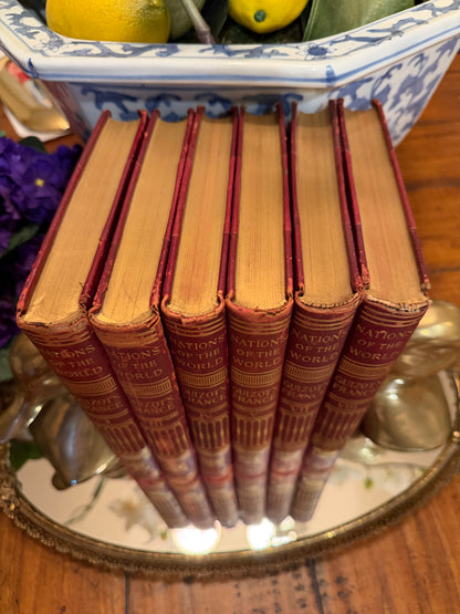 Set of 6 aged French books labeled "Nations of the World France"